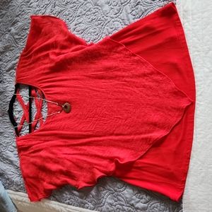 BCX Juniors' Crisscross Popover Top With Necklace